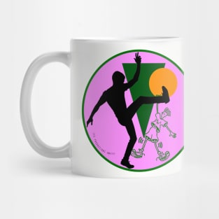 80s 90s Fido Dido Round Geometric Graphic Design | Pink & Green Colors Cartoon on the Famous Liquor Mug